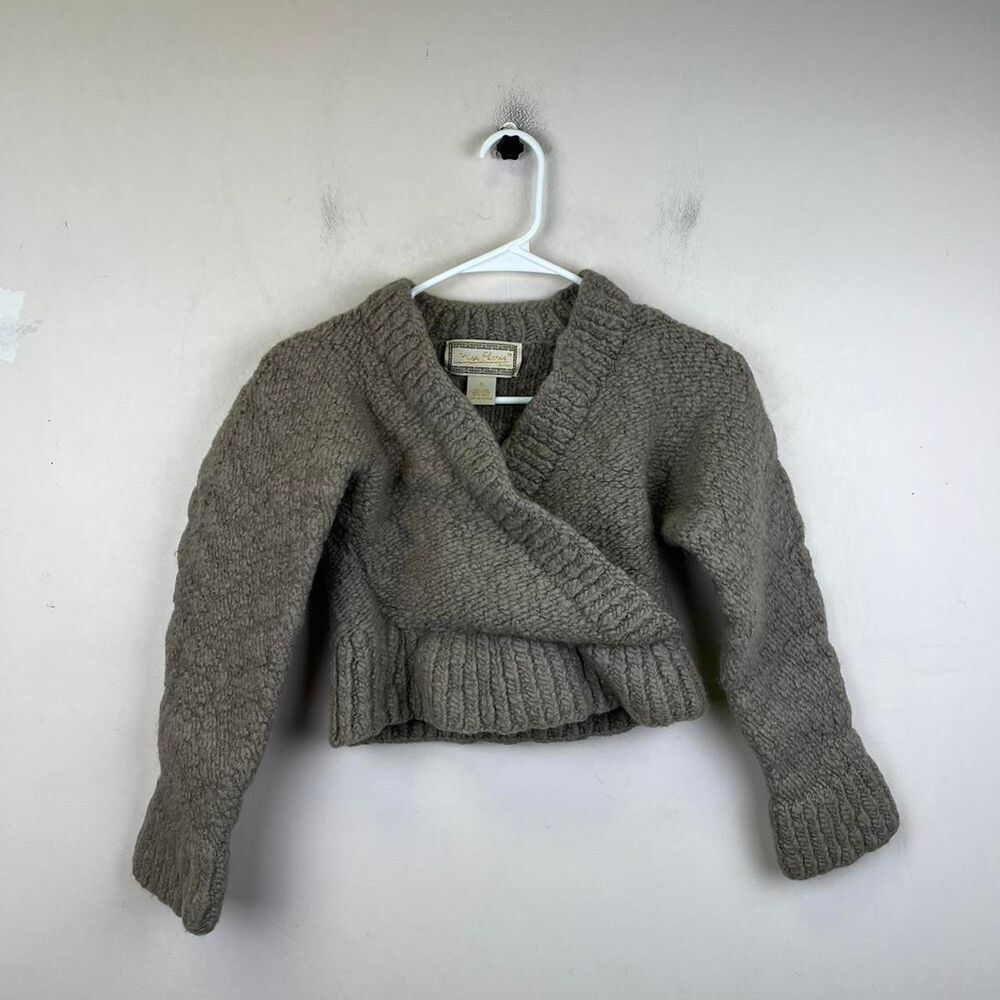 MIRA FLORES 100% Wool Boho Minimalist Supersoft Casual Sweater Cardigan Size S